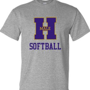 Gray T-shirt with Male H Softball logo.