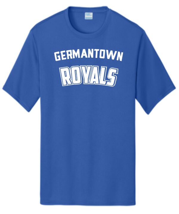 Blue t-shirt with "Germantown Royals" logo.