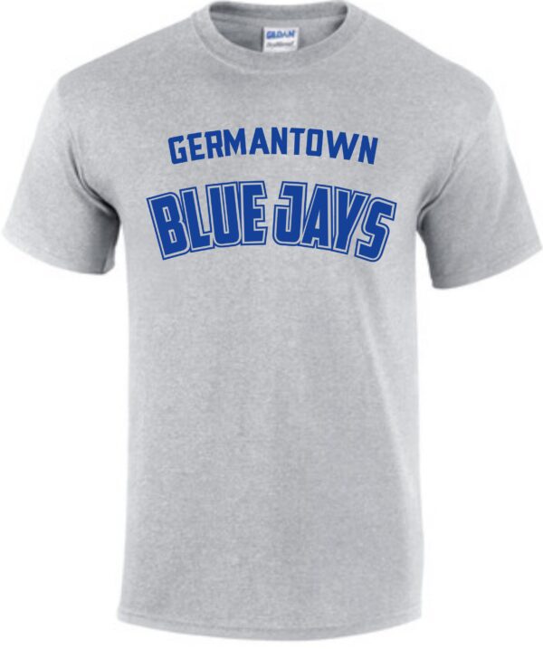 Gray T-shirt with "Germantown Blue Jays"