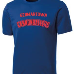Blue T-shirt with "Germantown Cannonballers" logo.