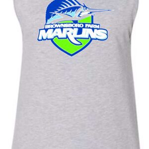 Gray sleeveless shirt with a Marlin logo.