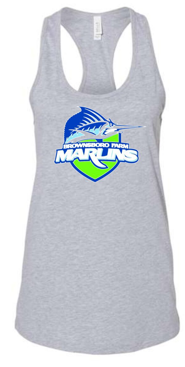 Gray tank top with Brownsboro Farm Marlins logo.