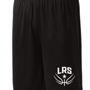 Black basketball shorts with LRS logo.