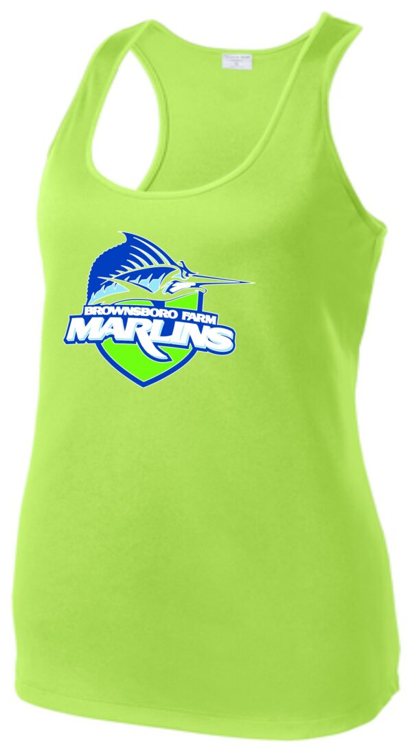 Green tank top with Brownsboro Farm Marlins logo.