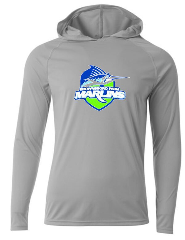 Gray long-sleeve hoodie with Marlins logo.
