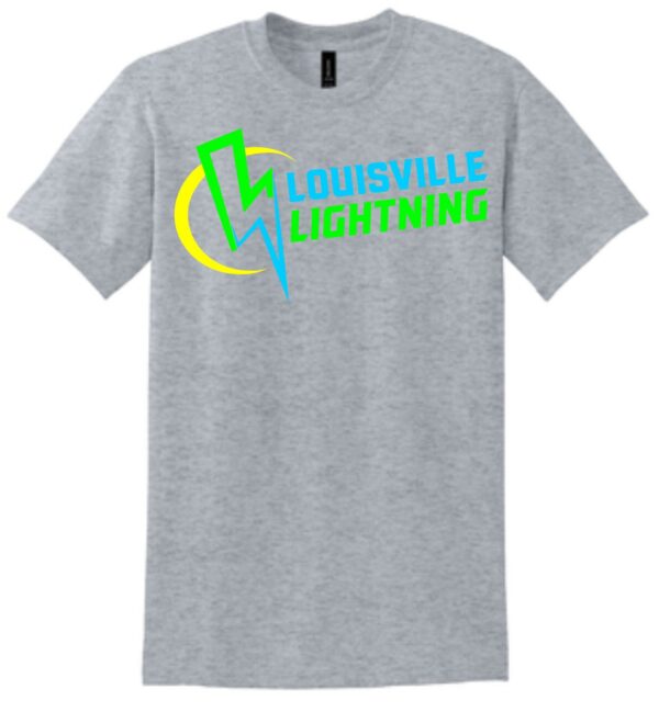 Grey t-shirt with Louisville Lightning logo.