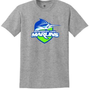 Gray t-shirt with Brownsboro Farm Marlins logo.