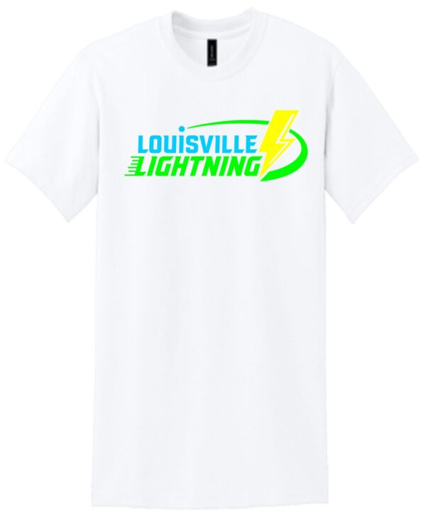 White t-shirt with Louisville Lightning logo.