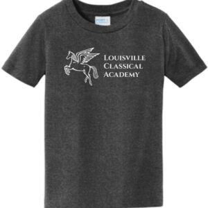 Grey t-shirt with Louisville Classical Academy logo.