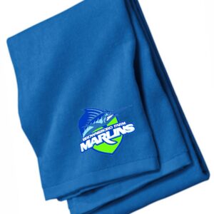 Blue towel with Brownsboro Farm Marlins logo.