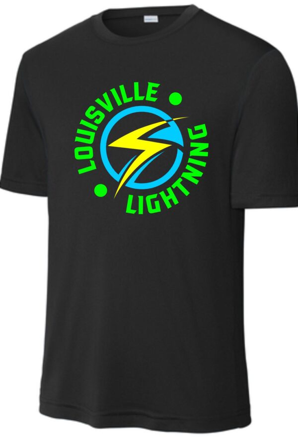 Black t-shirt with Louisville Lightning logo.