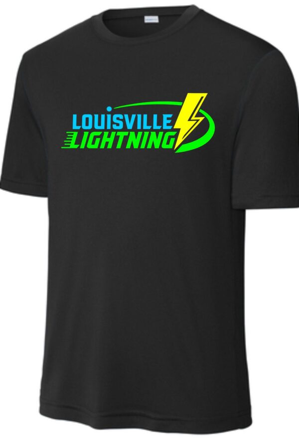 Black t-shirt with Louisville Lightning logo.