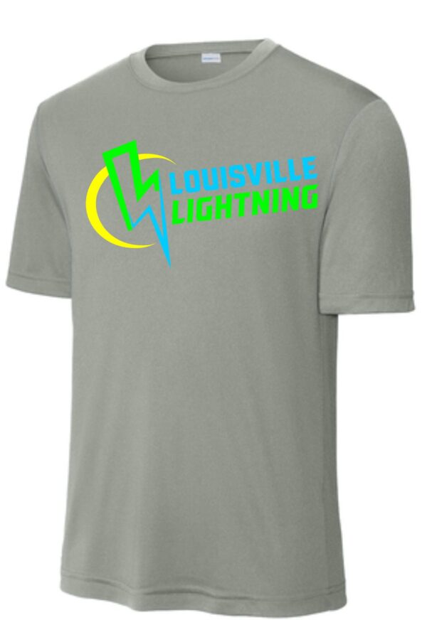 Gray t-shirt with Louisville Lightning logo.