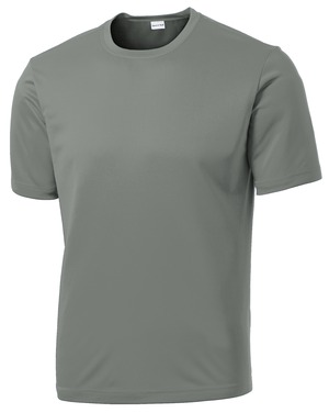 Charcoal Gray moisture wicking T shirt LONG LOGO ST350