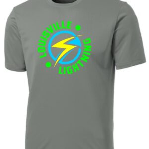 Gray t-shirt with Louisville Lightning logo.