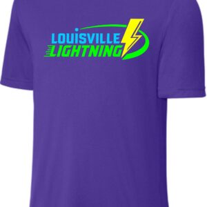 Purple t-shirt with Louisville Lightning logo.