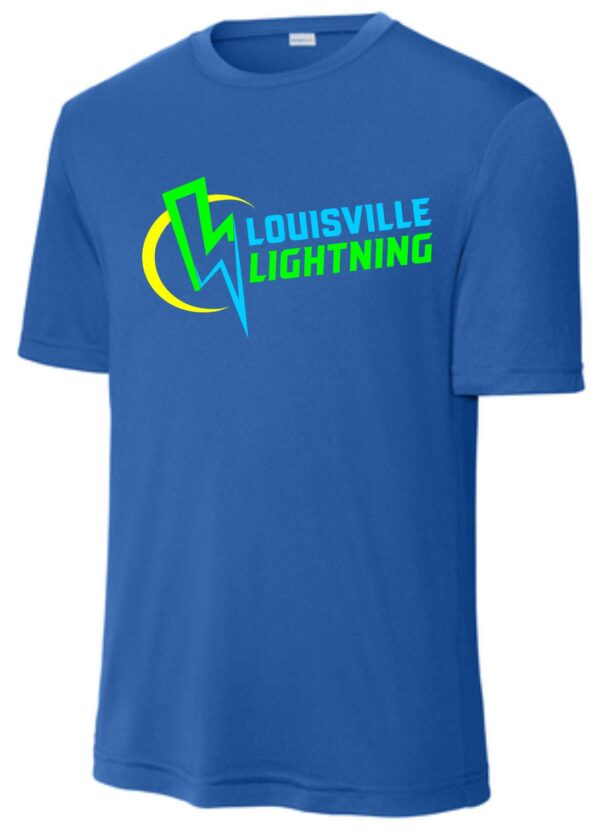 Blue t-shirt with Louisville Lightning logo.