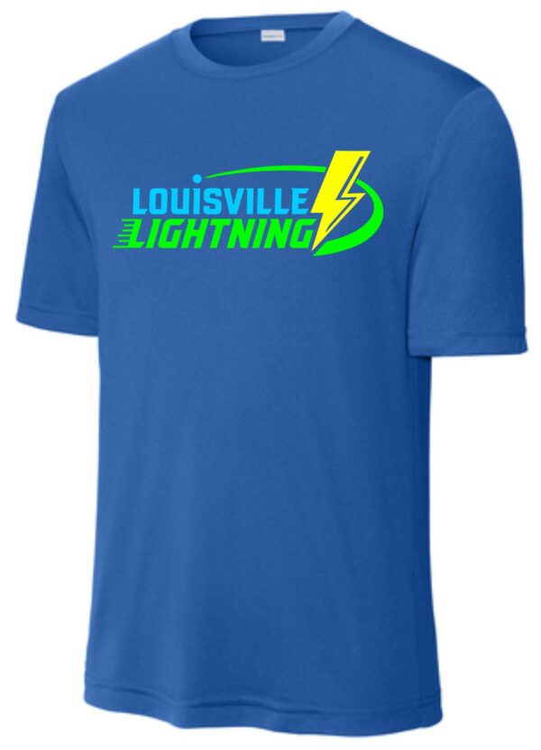 Blue t-shirt with Louisville Lightning logo.