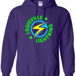 Purple hoodie with Louisville Lightning logo.