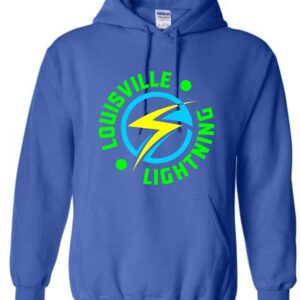 Blue hoodie with Louisville Lightning logo.