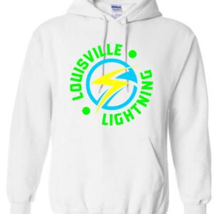 White hoodie with Louisville Lightning logo.