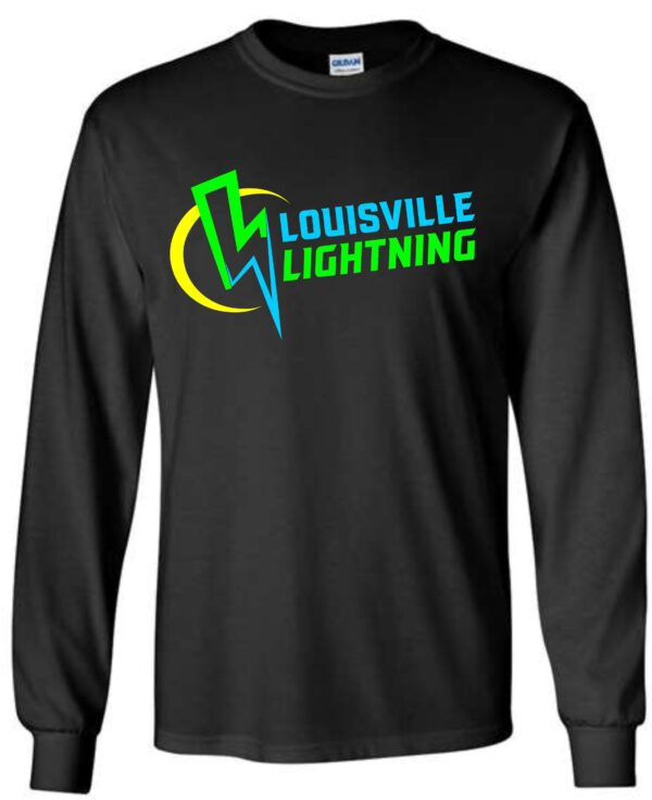 Black long sleeve shirt with Louisville Lightning logo.