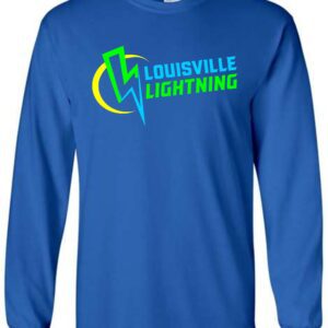 Blue long-sleeve shirt with Louisville Lightning logo.