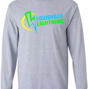 Gray long sleeve shirt with Louisville Lightning logo.