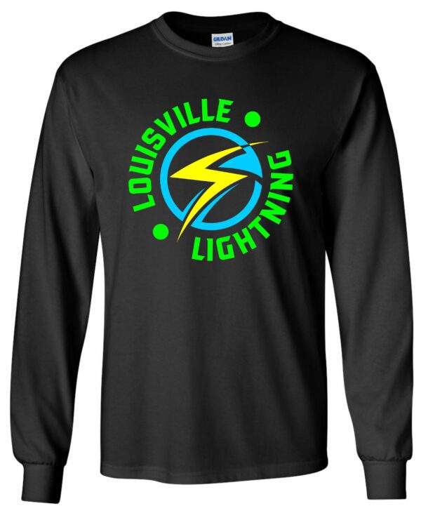 Black long-sleeve shirt with Louisville Lightning logo.