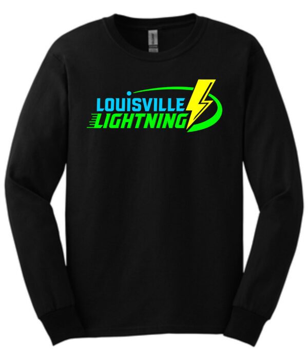 Black long sleeve shirt with Louisville Lightning logo.