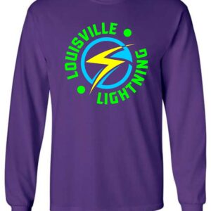 Purple long-sleeve shirt with Louisville Lightning logo.