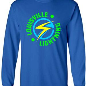 Blue long-sleeve shirt with Louisville Lightning logo.