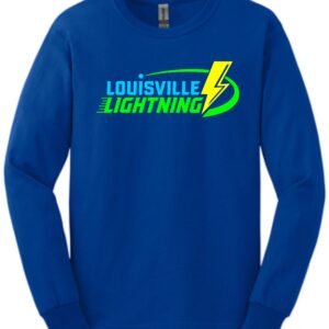 Blue long-sleeve shirt with Louisville Lightning logo.