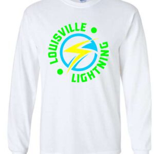 White long-sleeve shirt with Louisville Lightning logo.