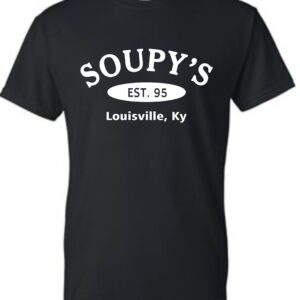 Black T-shirt with Soupy's logo.