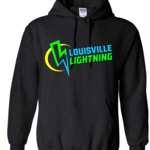 Black hoodie with Louisville Lightning logo.