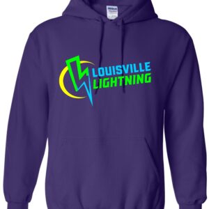 Purple hoodie with Louisville Lightning logo.