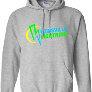 Gray hoodie with Louisville Lightning logo.