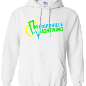 White hoodie with Louisville Lightning logo.