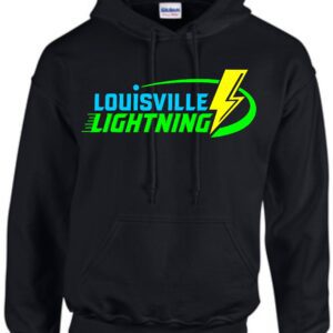 Black hoodie with Louisville Lightning logo.