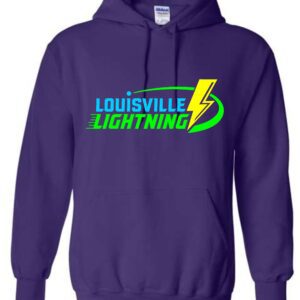 Purple hoodie with Louisville Lightning logo.