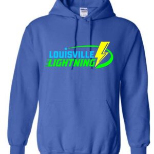 Blue hoodie with Louisville Lightning logo.