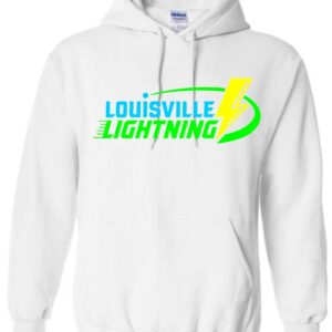 White hoodie with Louisville Lightning logo.