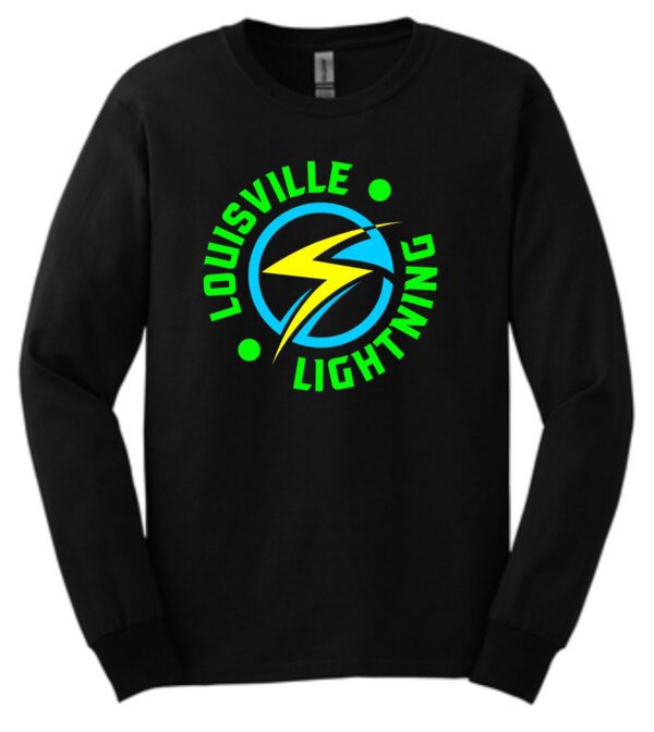 Black long sleeve shirt with Louisville Lightning logo.