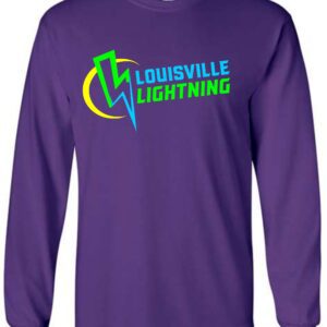 Purple long sleeve shirt with Louisville Lightning logo.