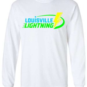 White long sleeve shirt with Louisville Lightning logo.