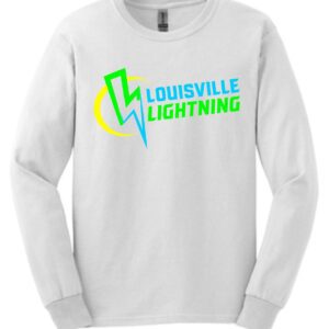 White long-sleeve shirt with Louisville Lightning logo.