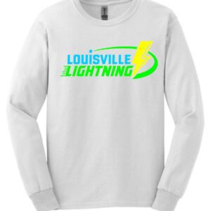 White long-sleeve shirt with Louisville Lightning logo.