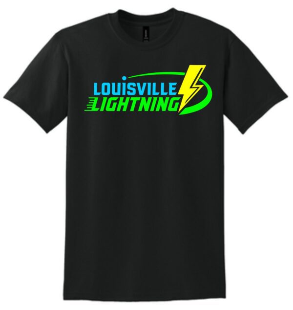 Black t-shirt with Louisville Lightning logo.