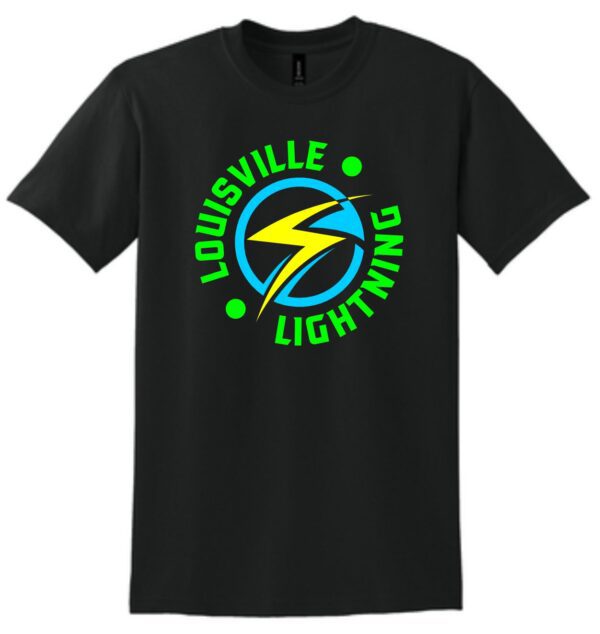 Black t-shirt with Louisville Lightning logo.